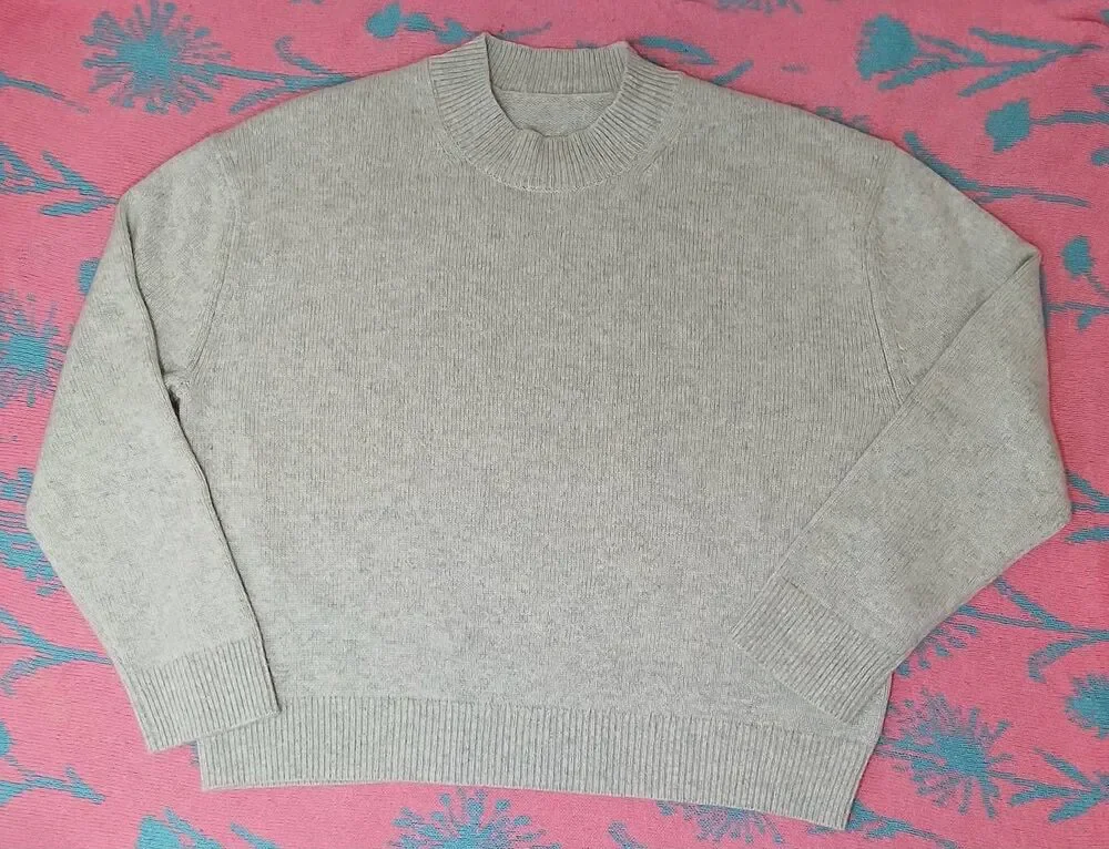 Womens xl thick & soft boxy sweater gray 100% cashmere pullover